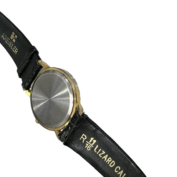 VINTAGE MICKEY MOUSE QUARTZ WATCH - GOLD TONE W YELLOW FACE KREISLER LIZARD BAND - Picture 9 of 11